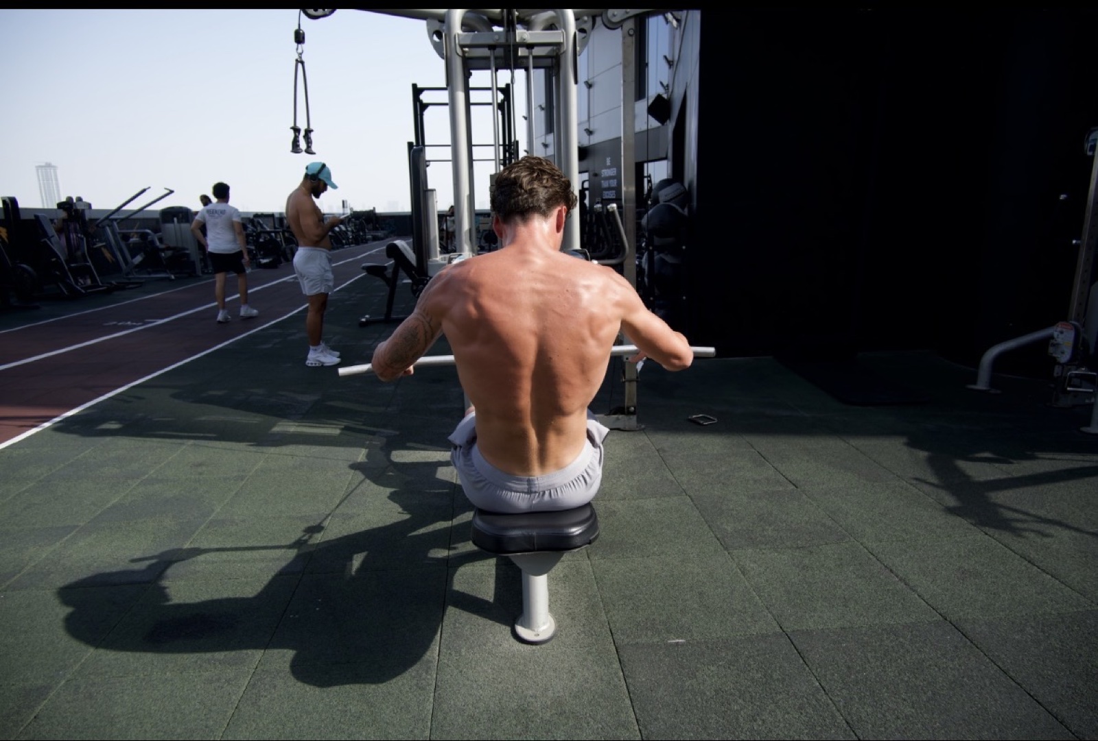 Freddie training at an outdoor gym